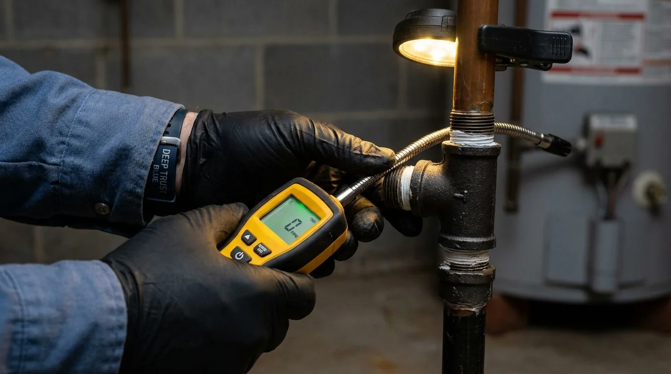 Gas leak detection with electronic sniffer by Johns Plumbing LLC in Morovis