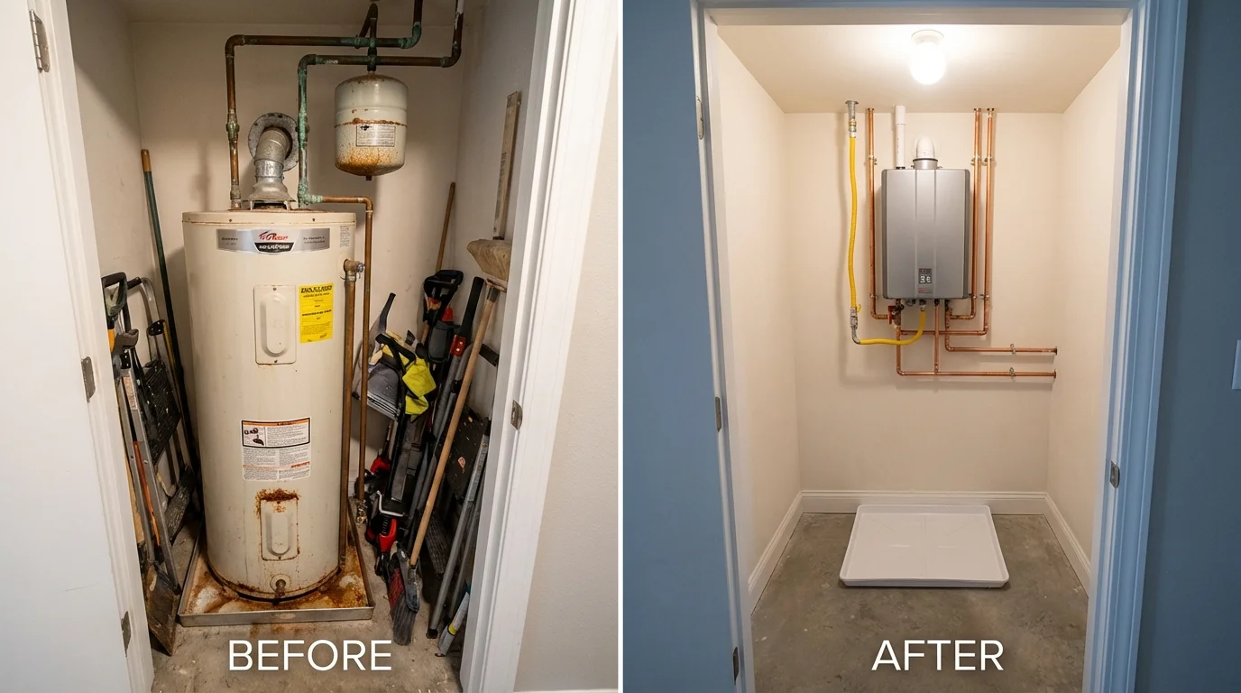 Tank water heater versus wall-mounted tankless unit comparison for Morovis, PR homeowners